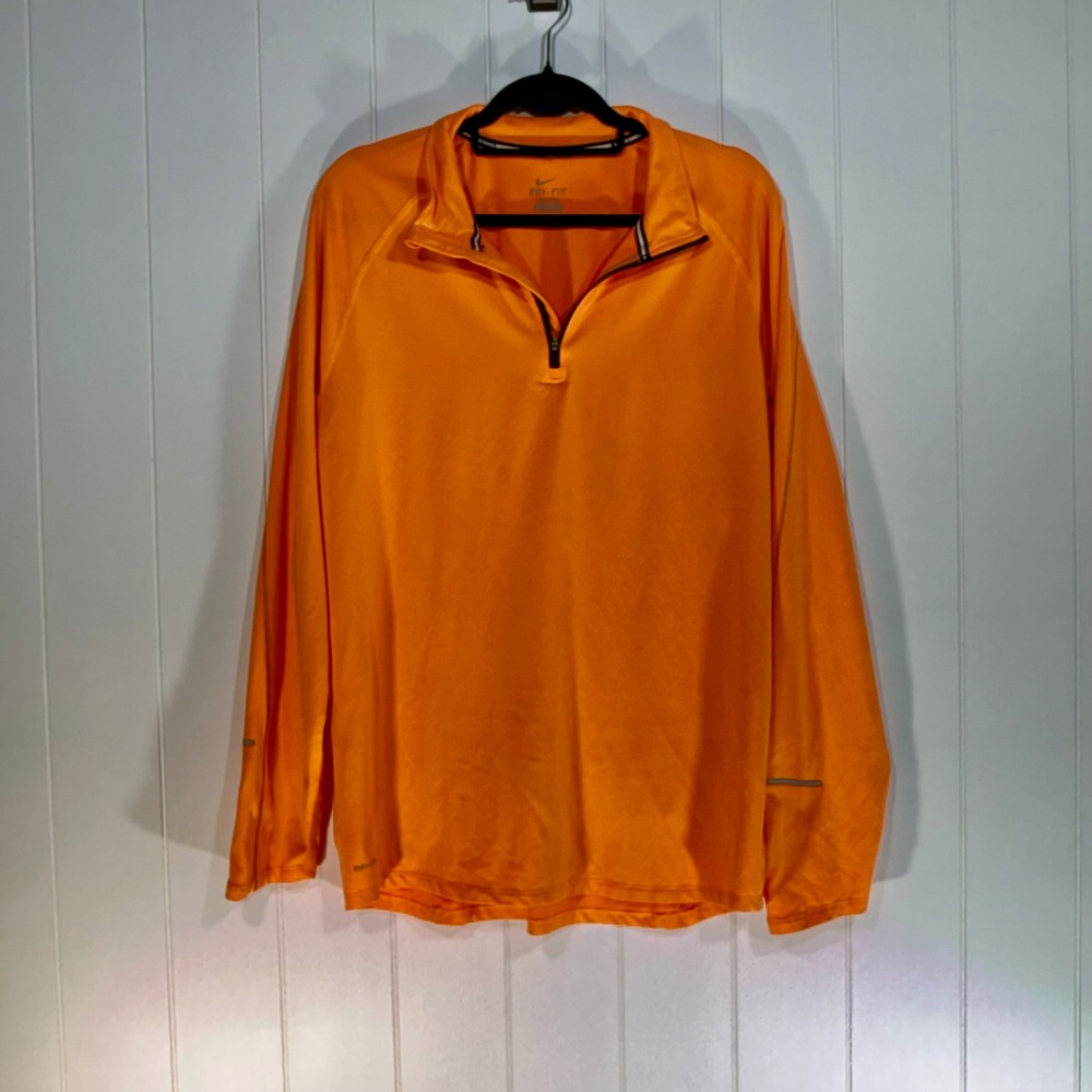 Nike Mens Dri-FIT Element Half Zip Running Pullover Orange Large 454388-891